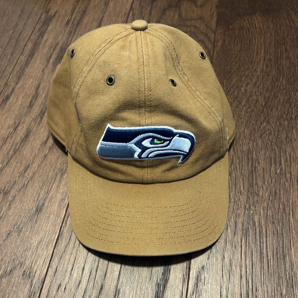 Carhartt Cotton Seattle Seahawks x '47 Clean Up Strap Back Cap Hat Brown OSFM